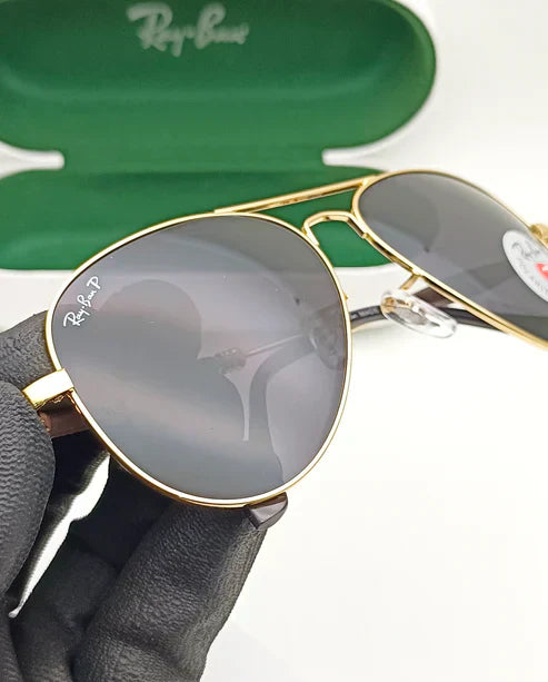 RB Black & Gold 3517 Oval Trendy Hot Favourite Wintage Sunglass For Unisex.