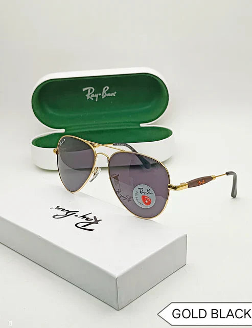 RB Black & Gold 3517 Oval Trendy Hot Favourite Wintage Sunglass For Unisex.